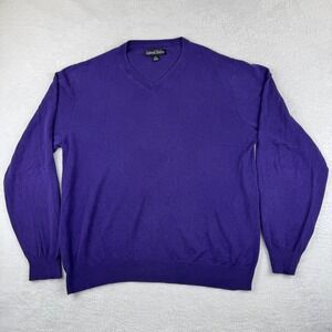 Kenneth Roberts Platinum V-Neck Sweater Mens Medium Purple Silk Cotton Blend